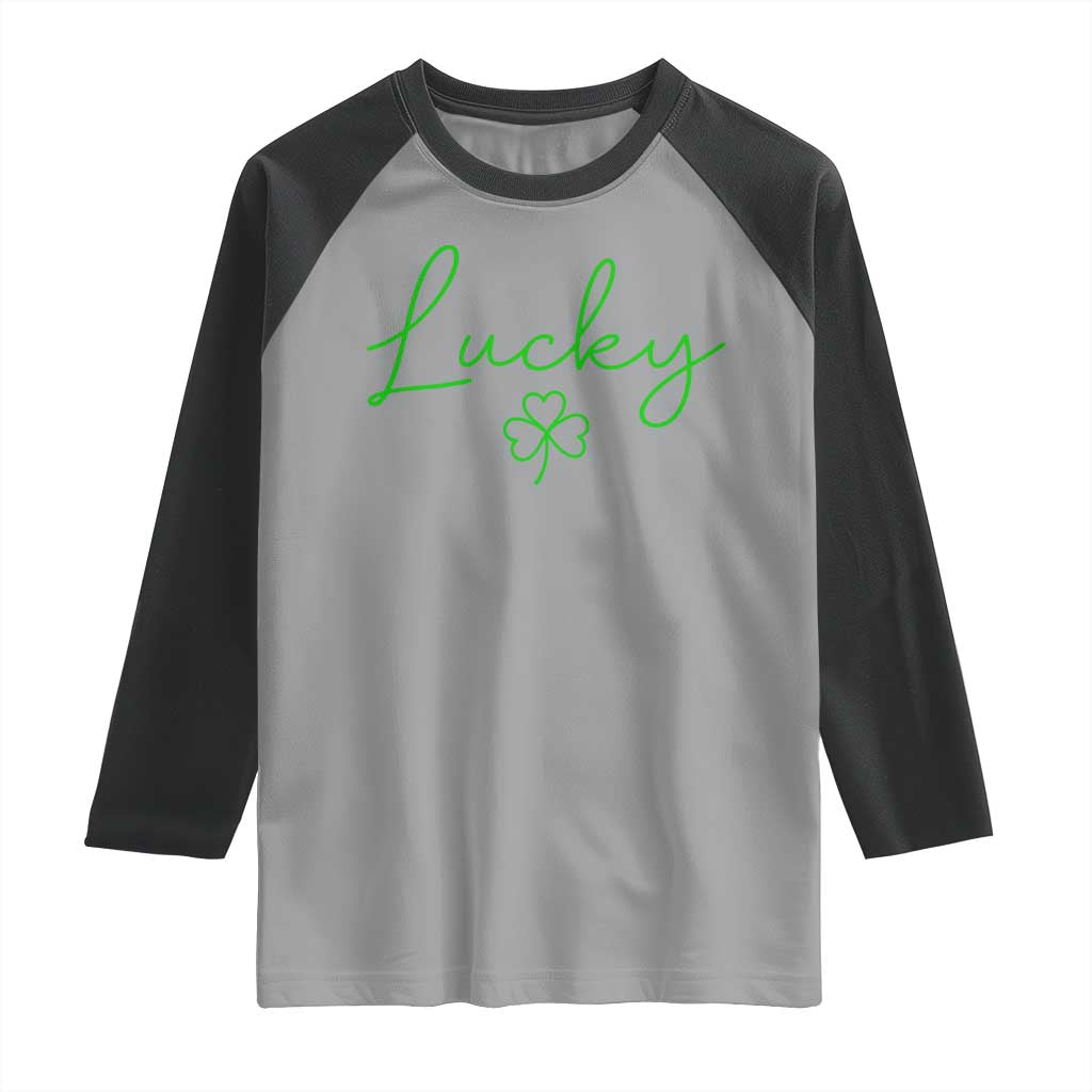 Lucky Irish Shamrock Raglan Shirt St Patricks Day Letter Print Lightweight TS10 Sport Gray Black Print Your Wear
