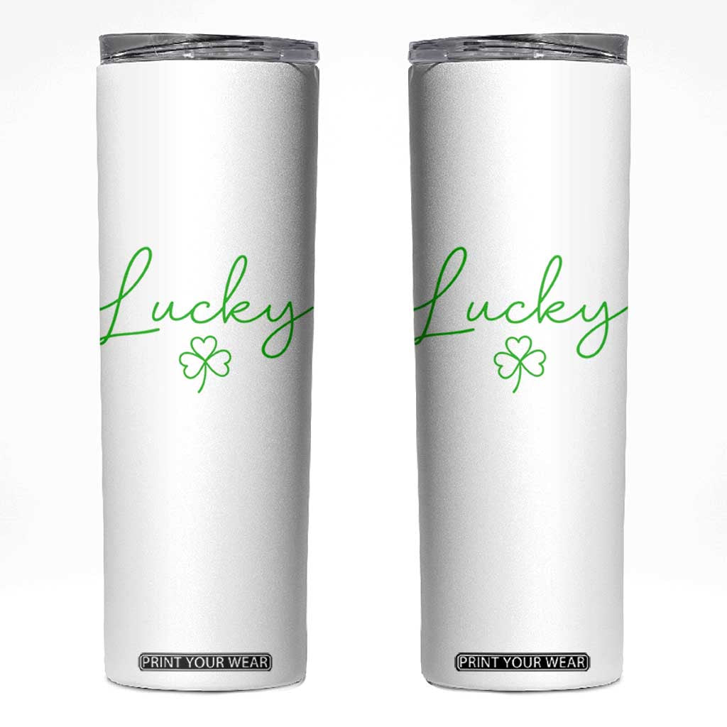 Lucky Irish Shamrock Skinny Tumbler St Patricks Day Letter Print Lightweight TS10 White Print Your Wear