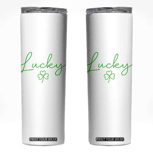 Lucky Irish Shamrock Skinny Tumbler St Patricks Day Letter Print Lightweight TS10 White Print Your Wear