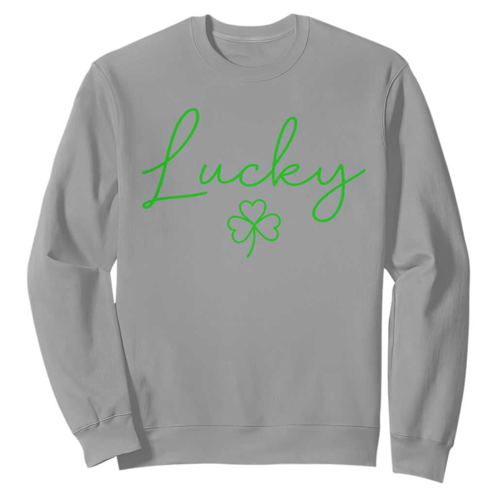 Lucky Irish Shamrock Sweatshirt St Patricks Day Letter Print Lightweight TS10 Sport Gray Print Your Wear
