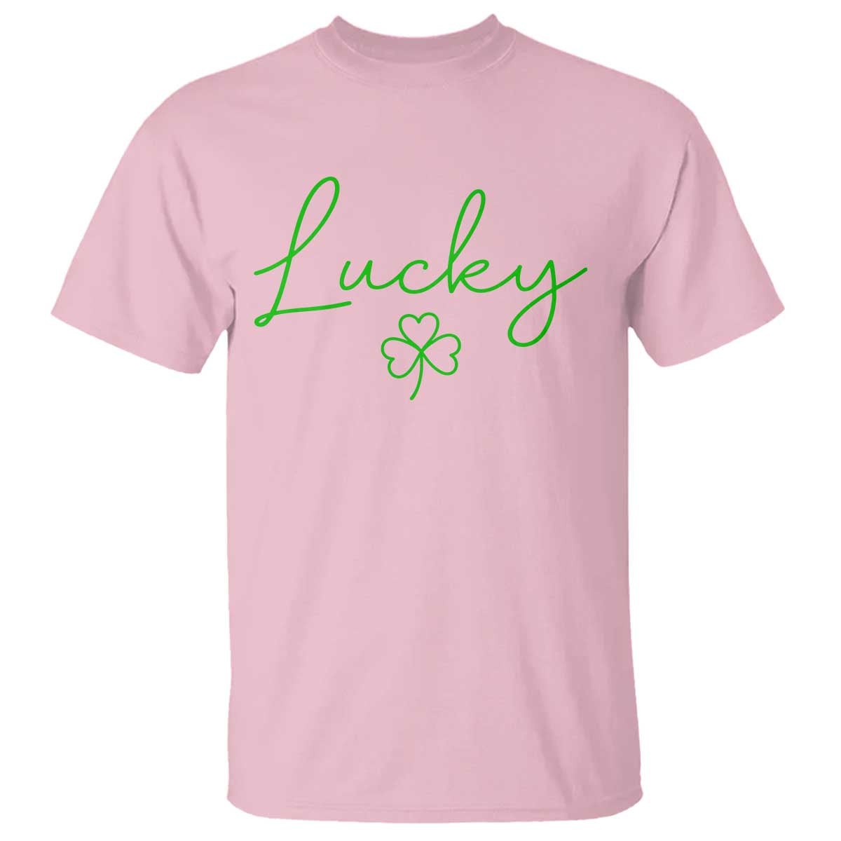 Lucky Irish Shamrock T Shirt St Patricks Day Letter Print Lightweight TS10 Light Pink Print Your Wear