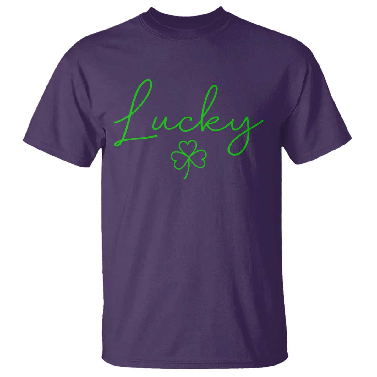 Lucky Irish Shamrock T Shirt St Patricks Day Letter Print Lightweight TS10 Purple Print Your Wear