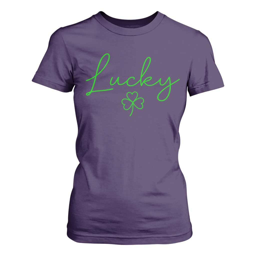 Lucky Irish Shamrock T Shirt For Women St Patricks Day Letter Print Lightweight TS10 Purple Print Your Wear