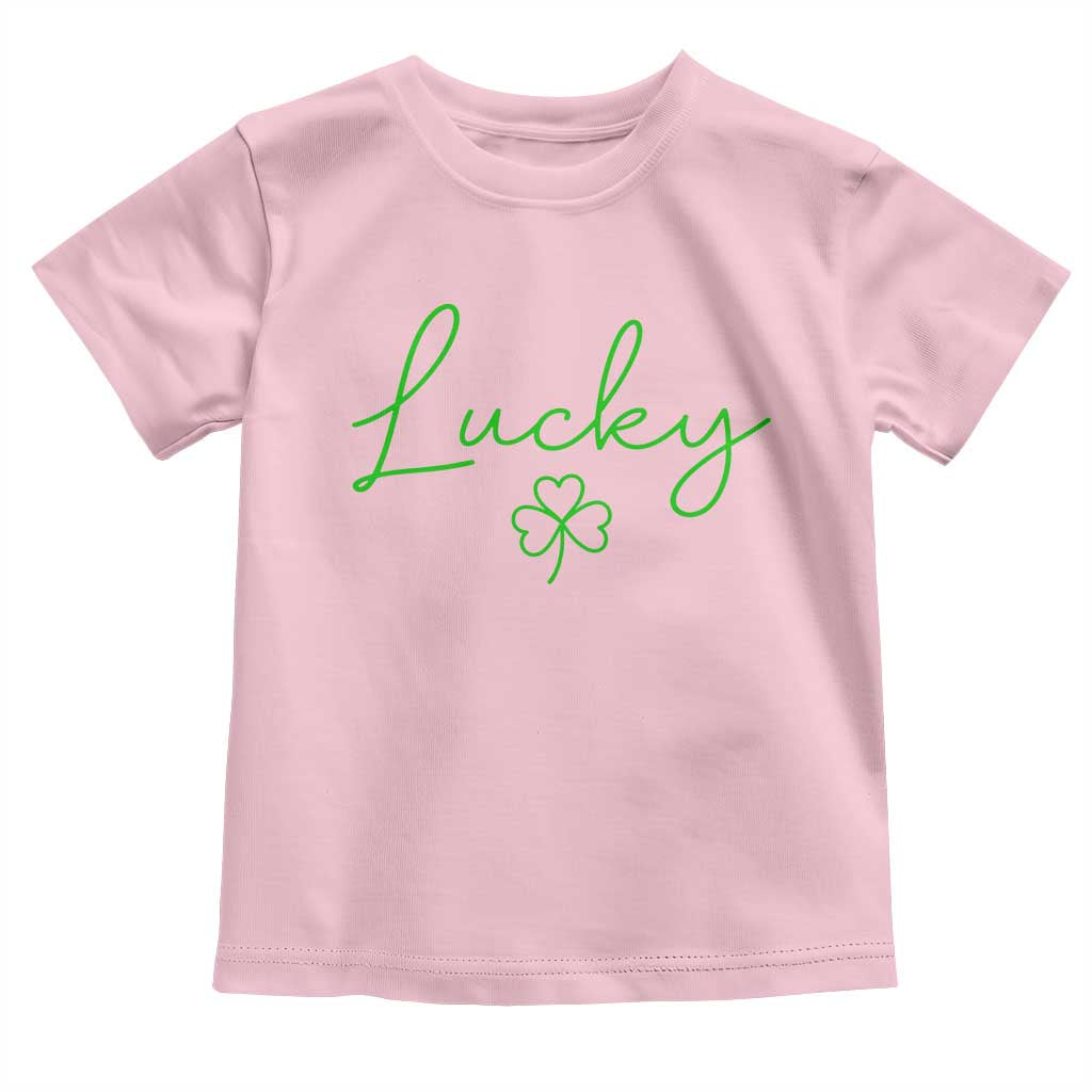 Lucky Irish Shamrock Toddler T Shirt St Patricks Day Letter Print Lightweight TS10 Light Pink Print Your Wear