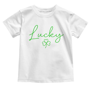 Lucky Irish Shamrock Toddler T Shirt St Patricks Day Letter Print Lightweight TS10 White Print Your Wear
