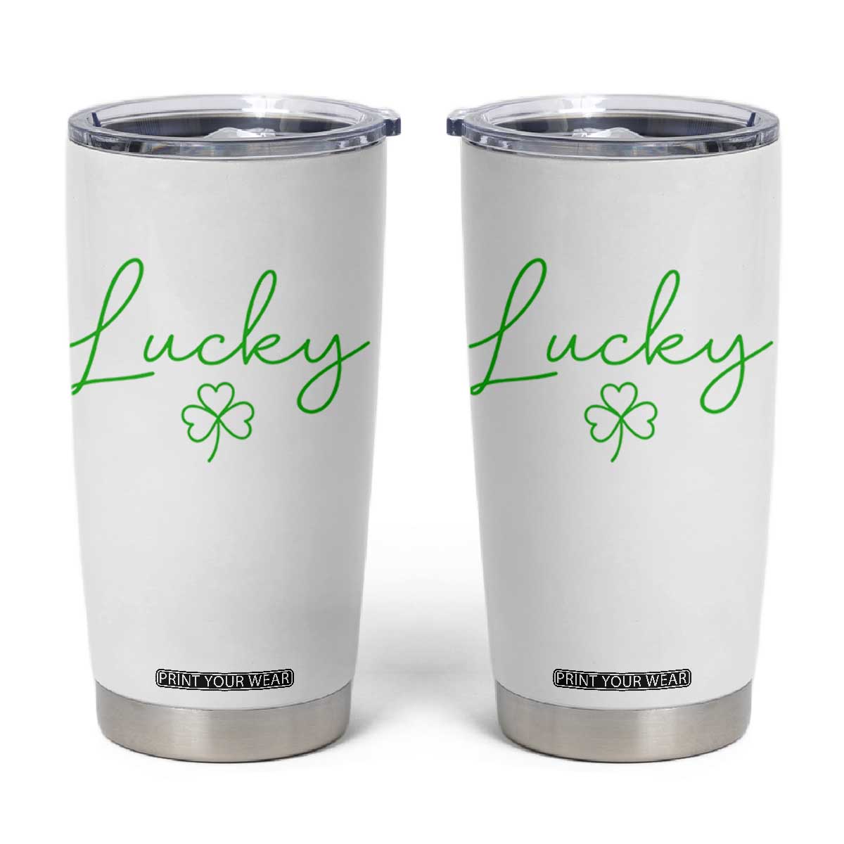 Lucky Irish Shamrock Tumbler Cup St Patricks Day Letter Print Lightweight TS10 White Print Your Wear