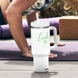 Lucky Irish Shamrock Tumbler With Handle St Patricks Day Letter Print Lightweight TS10 Print Your Wear