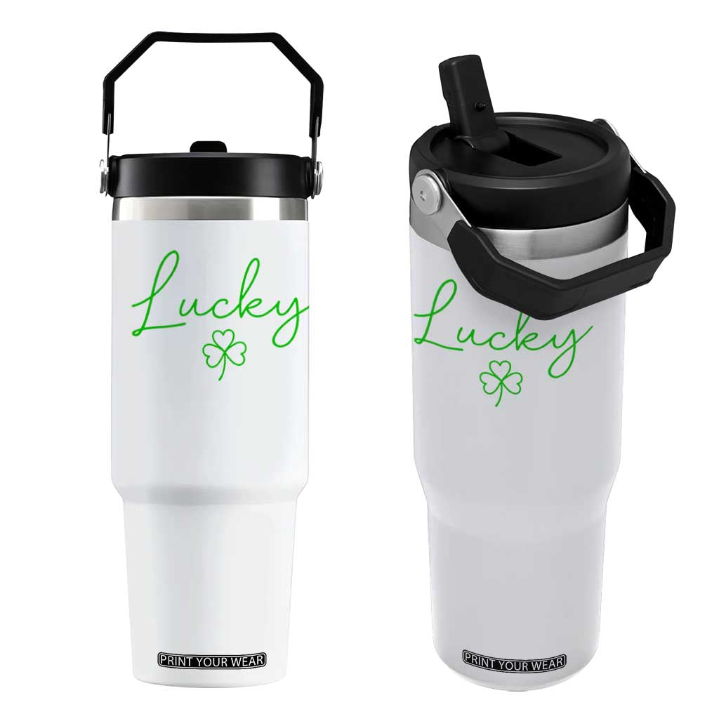 Lucky Irish Shamrock Flip Straw Tumbler St Patricks Day Letter Print Lightweight TS10 One Size: 30 oz White Print Your Wear