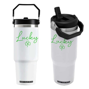 Lucky Irish Shamrock Flip Straw Tumbler St Patricks Day Letter Print Lightweight TS10 One Size: 30 oz White Print Your Wear