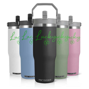 Lucky Irish Shamrock Flip Straw Tumbler St Patricks Day Letter Print Lightweight TS10 Print Your Wear