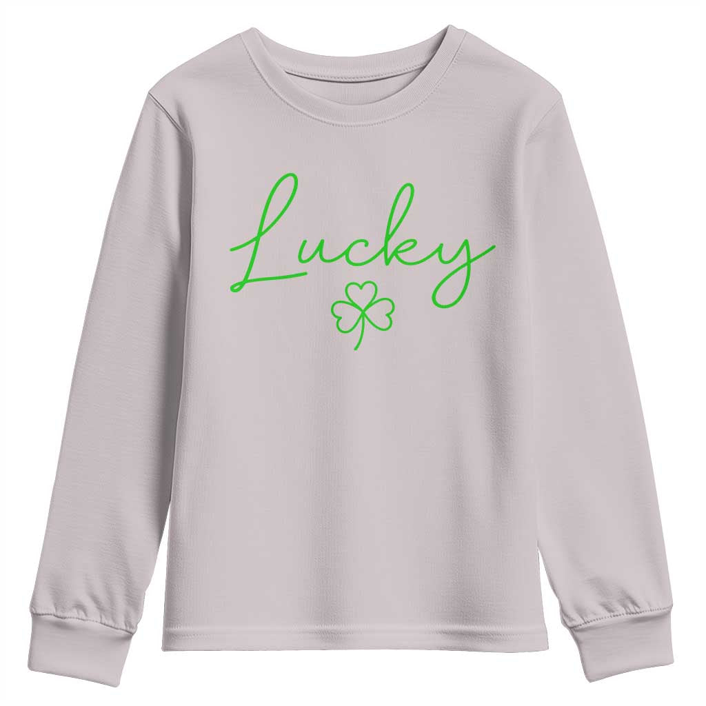 Lucky Irish Shamrock Youth Sweatshirt St Patricks Day Letter Print Lightweight TS10 Ice Gray Print Your Wear