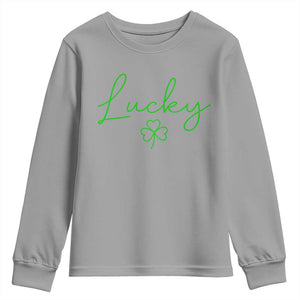 Lucky Irish Shamrock Youth Sweatshirt St Patricks Day Letter Print Lightweight TS10 Sport Gray Print Your Wear
