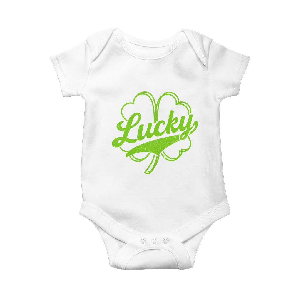 Vintage Lucky Shamrock Baby Onesie Irish St Patricks Day TS10 White Print Your Wear