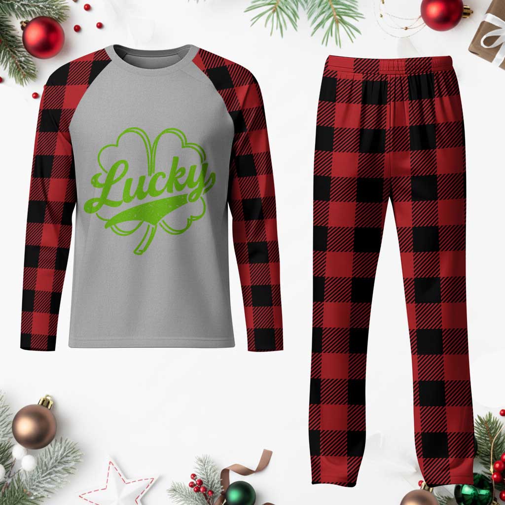 Vintage Lucky Shamrock Plaid Pajama Set Irish St Patricks Day TS10 Buffalo Plaid Print Your Wear