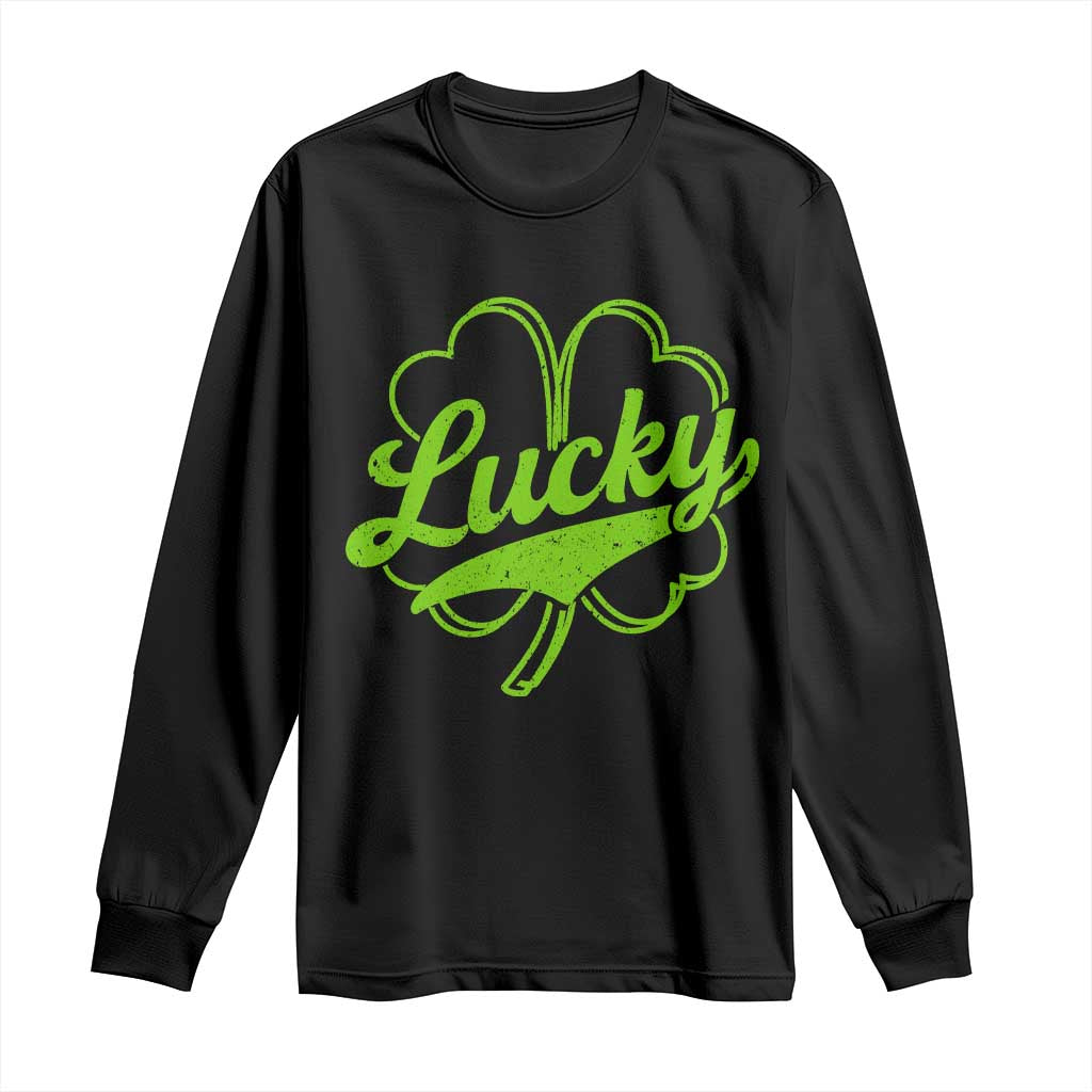 Vintage Lucky Shamrock Long Sleeve Shirt Irish St Patricks Day TS10 Black Print Your Wear