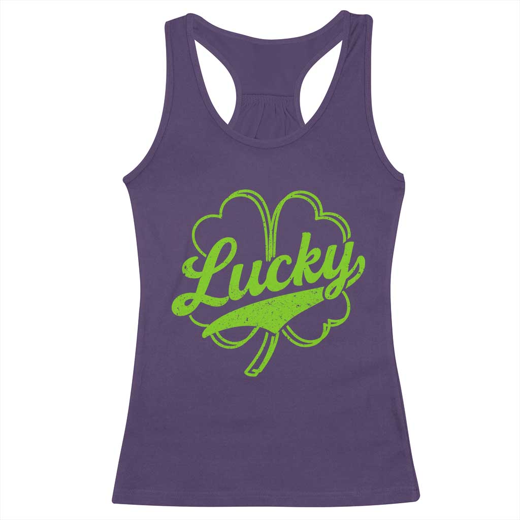 Vintage Lucky Shamrock Racerback Tank Top Irish St Patricks Day TS10 Purple Print Your Wear