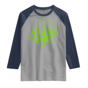 Vintage Lucky Shamrock Raglan Shirt Irish St Patricks Day TS10 Sport Gray Navy Print Your Wear