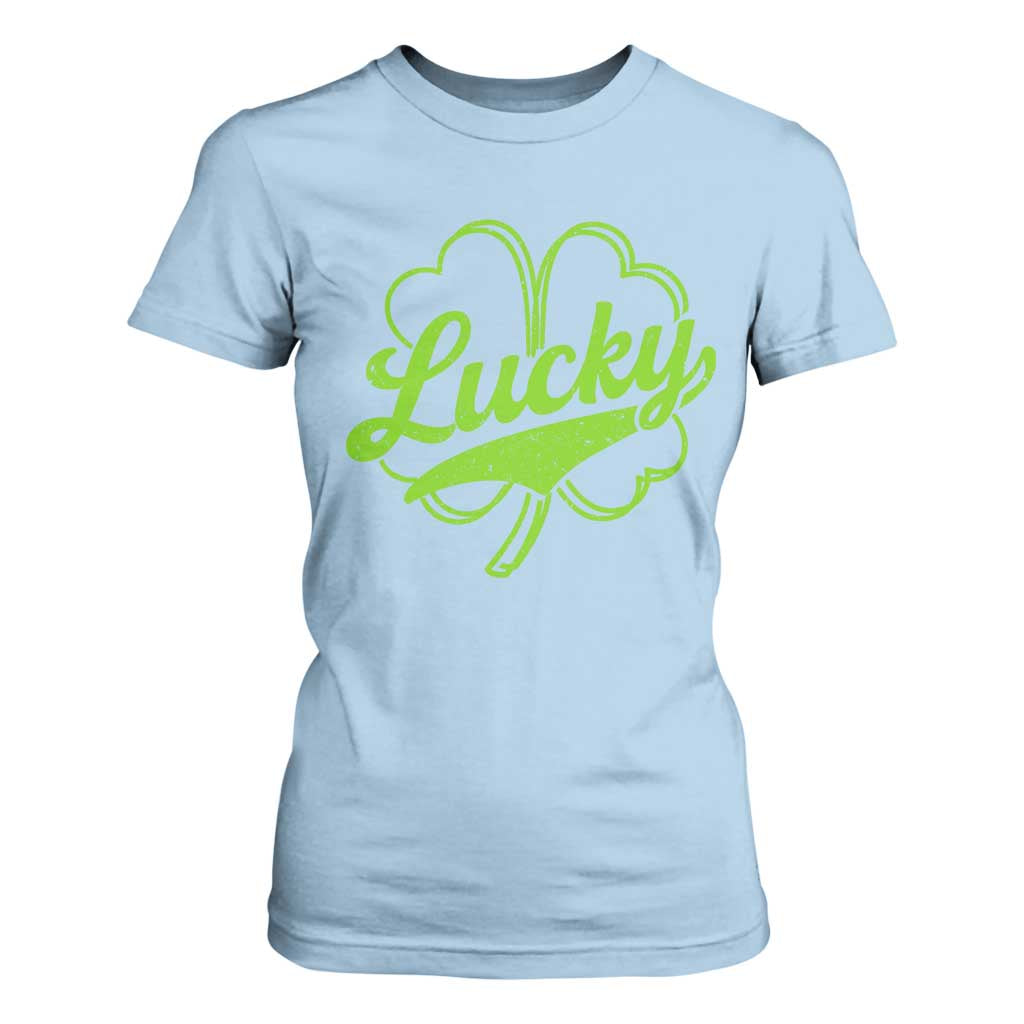 Vintage Lucky Shamrock T Shirt For Women Irish St Patricks Day TS10 Light Blue Print Your Wear