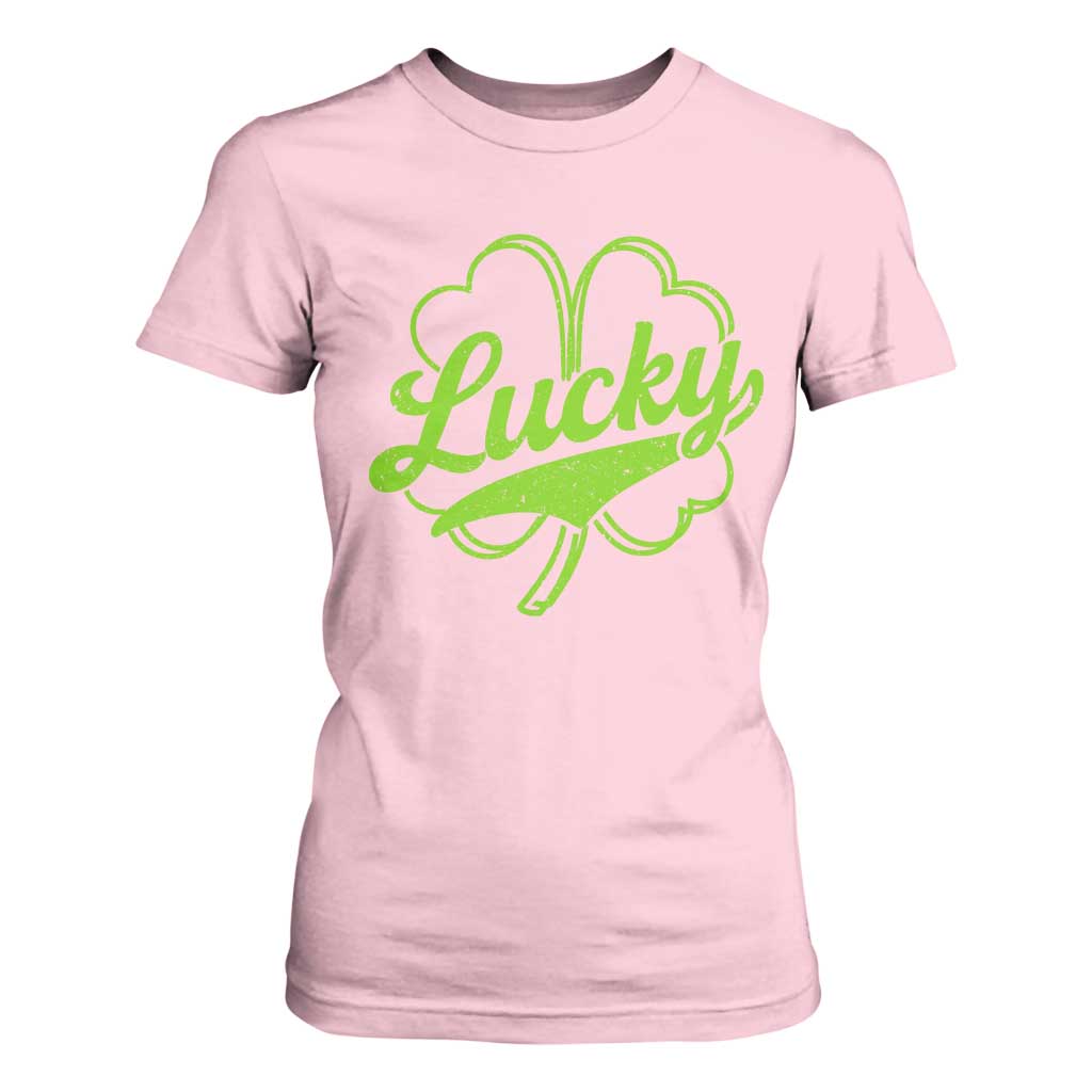 Vintage Lucky Shamrock T Shirt For Women Irish St Patricks Day TS10 Light Pink Print Your Wear