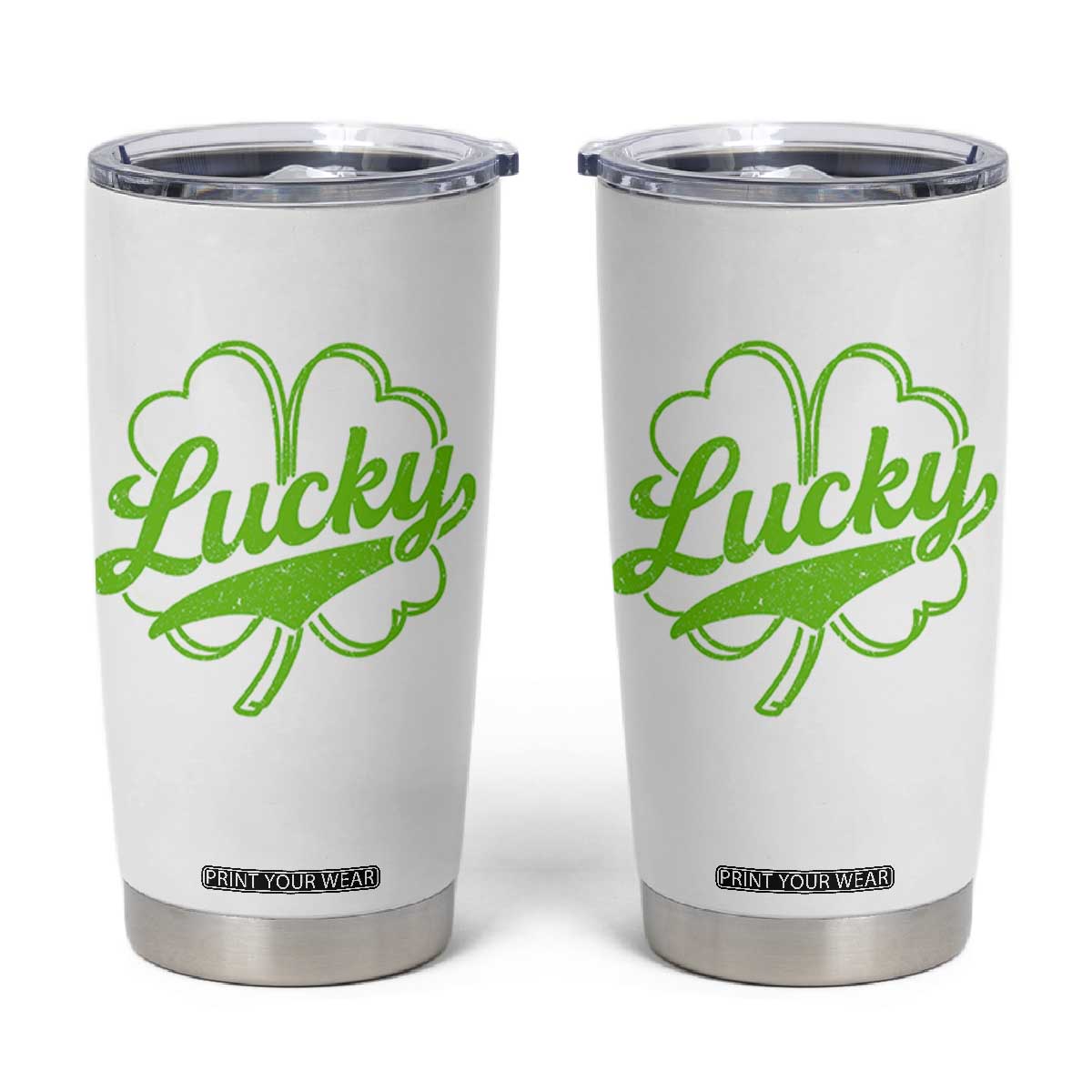 Vintage Lucky Shamrock Tumbler Cup Irish St Patricks Day TS10 White Print Your Wear