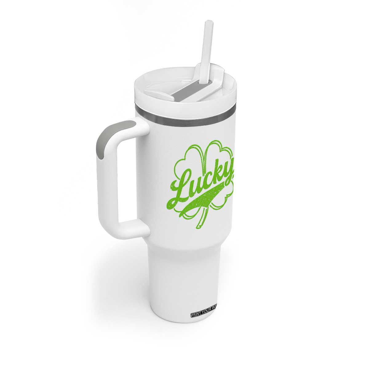 Vintage Lucky Shamrock Tumbler With Handle Irish St Patricks Day TS10 Print Your Wear