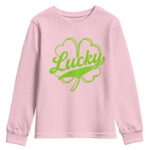 Vintage Lucky Shamrock Youth Sweatshirt Irish St Patricks Day TS10 Light Pink Print Your Wear