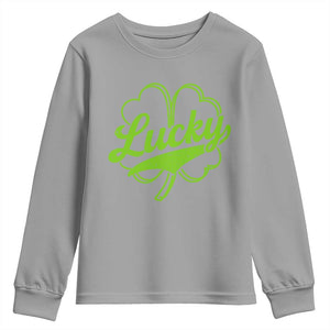 Vintage Lucky Shamrock Youth Sweatshirt Irish St Patricks Day TS10 Sport Gray Print Your Wear