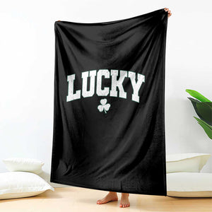 Retro Lucky Throw Blanket St Patricks Day Irish Shamrock Varsity TS10 Print Your Wear