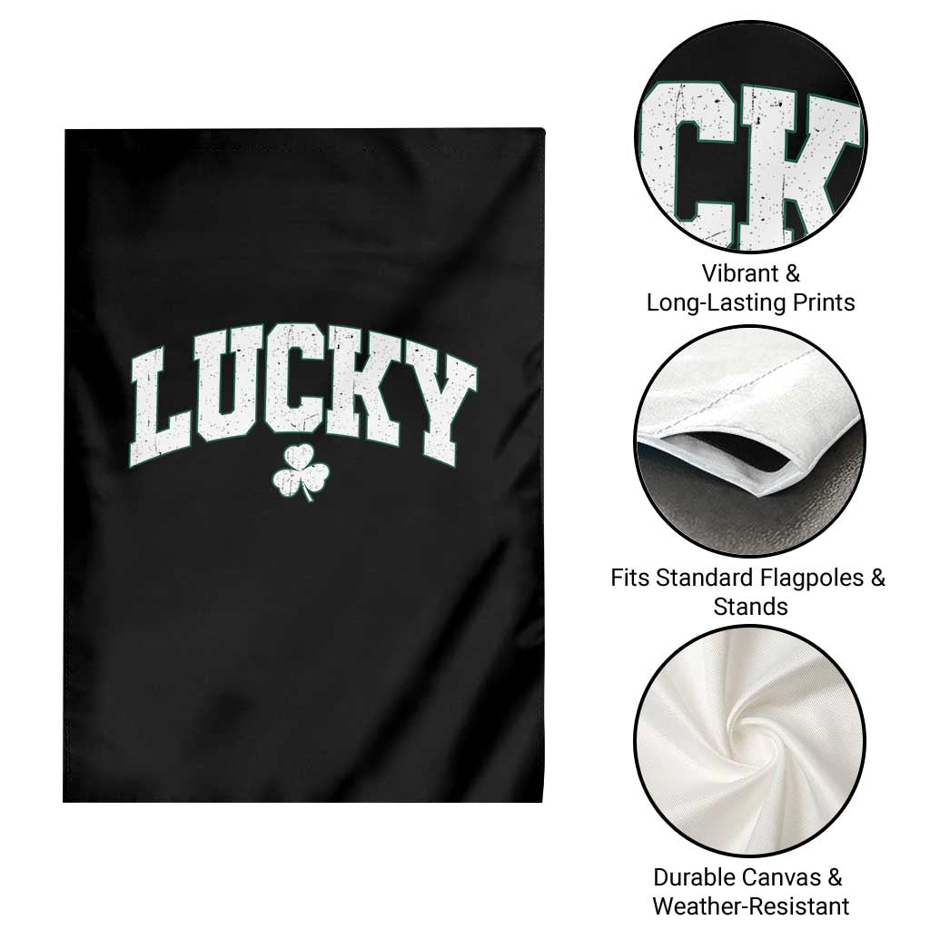 Retro Lucky Garden Flag St Patricks Day Irish Shamrock Varsity TS10 Print Your Wear