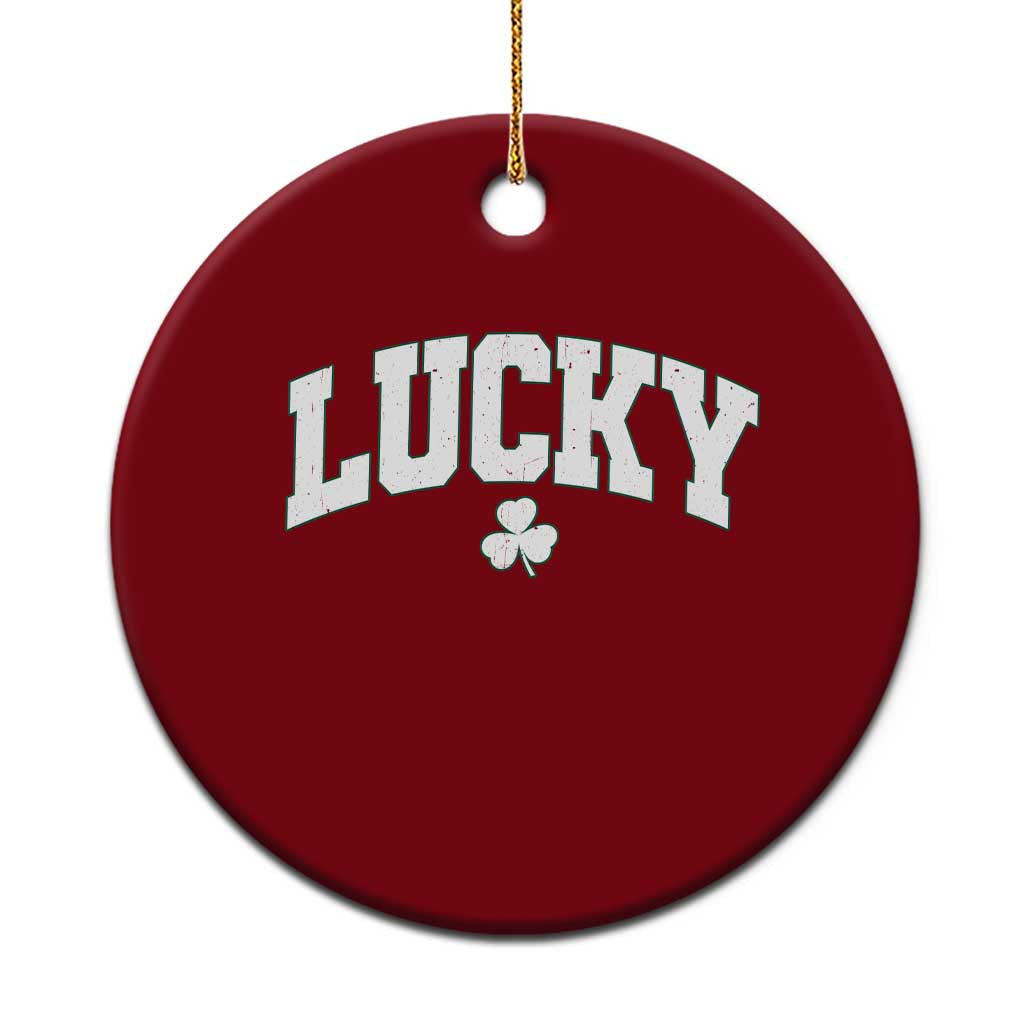 Retro Lucky Ceramic Ornament St Patricks Day Irish Shamrock Varsity TS10 1pc Red Print Your Wear