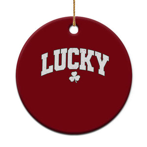 Retro Lucky Ceramic Ornament St Patricks Day Irish Shamrock Varsity TS10 1pc Red Print Your Wear