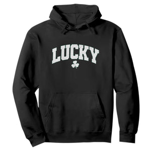 Retro Lucky Hoodie St Patricks Day Irish Shamrock Varsity TS10 Black Print Your Wear