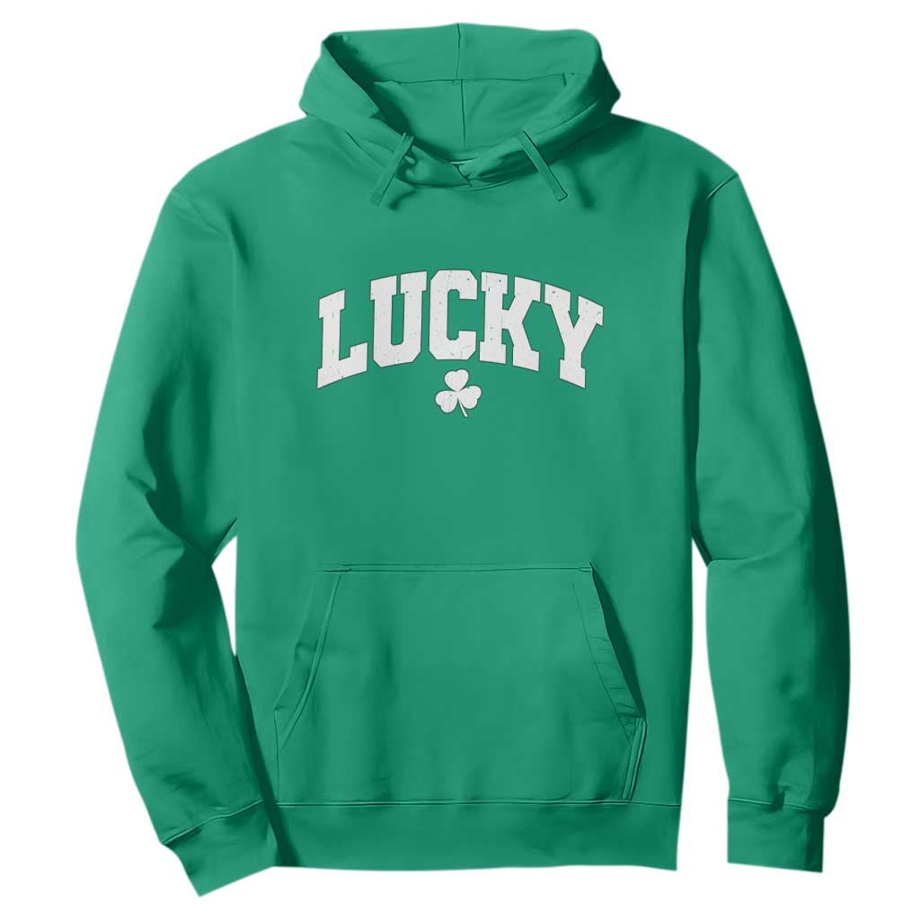 Retro Lucky Hoodie St Patricks Day Irish Shamrock Varsity TS10 Irish Green Print Your Wear