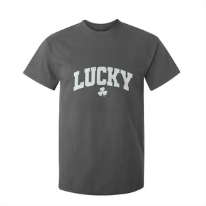Retro Lucky T Shirt For Kid St Patricks Day Irish Shamrock Varsity TS10 Dark Heather Print Your Wear