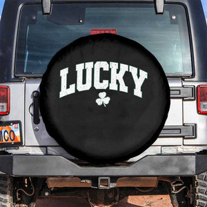 Retro Lucky Spare Tire Cover St Patricks Day Irish Shamrock Varsity TS10 No hole Black Print Your Wear