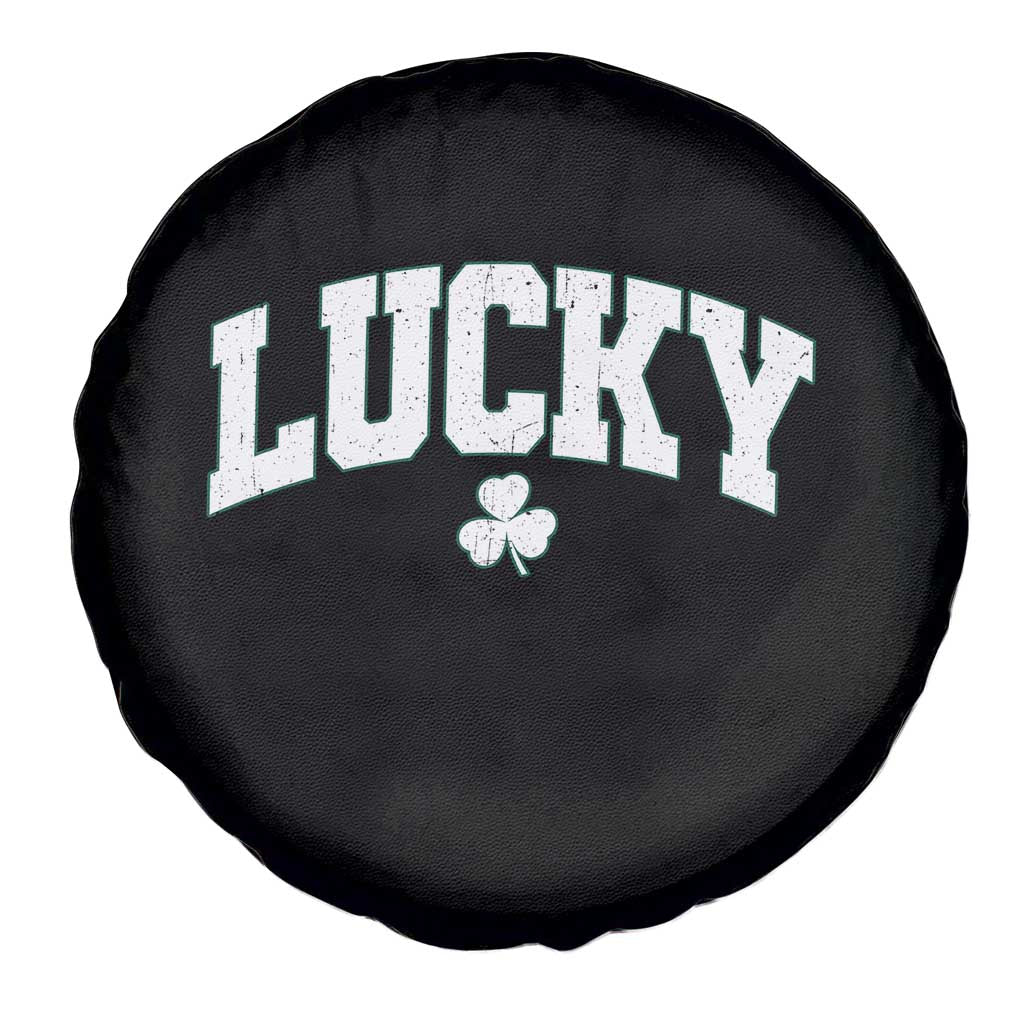 Retro Lucky Spare Tire Cover St Patricks Day Irish Shamrock Varsity TS10 Print Your Wear