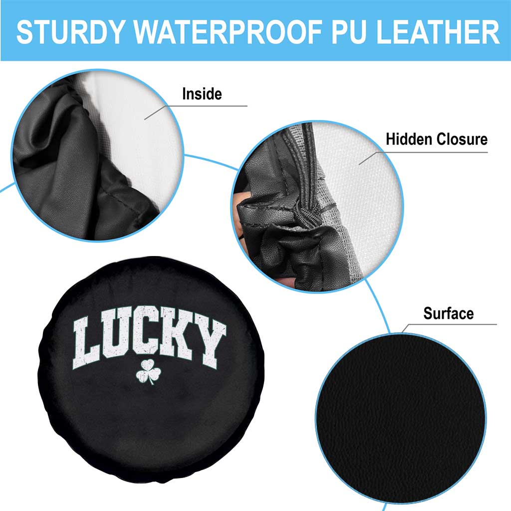 Retro Lucky Spare Tire Cover St Patricks Day Irish Shamrock Varsity TS10 Print Your Wear