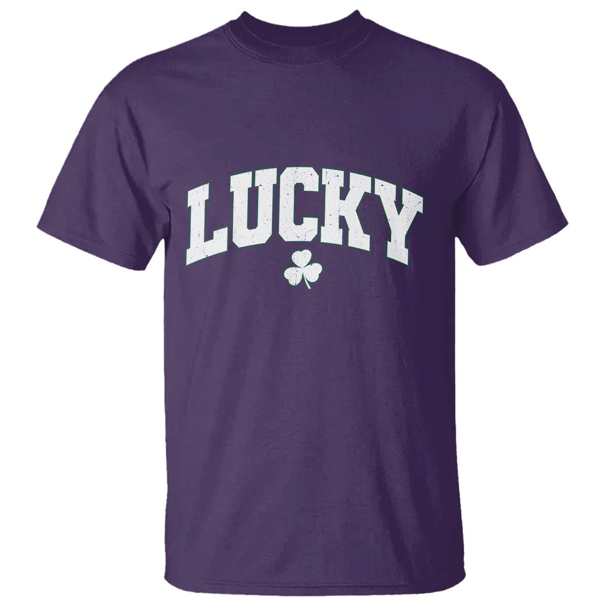Retro Lucky T Shirt St Patricks Day Irish Shamrock Varsity TS10 Purple Print Your Wear