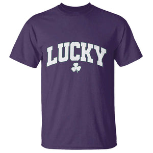 Retro Lucky T Shirt St Patricks Day Irish Shamrock Varsity TS10 Purple Print Your Wear