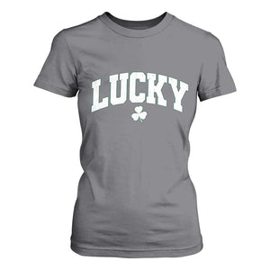 Retro Lucky T Shirt For Women St Patricks Day Irish Shamrock Varsity TS10 Charcoal Print Your Wear
