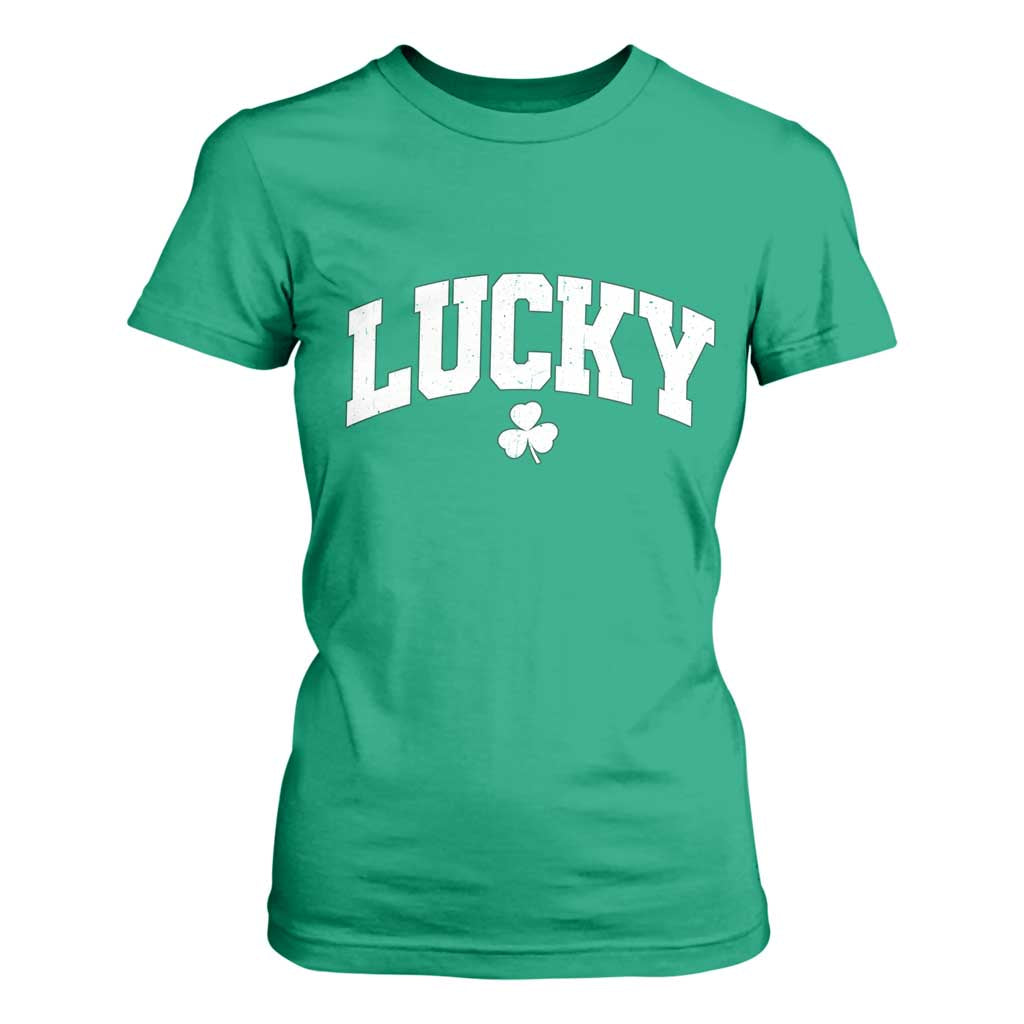 Retro Lucky T Shirt For Women St Patricks Day Irish Shamrock Varsity TS10 Irish Green Print Your Wear