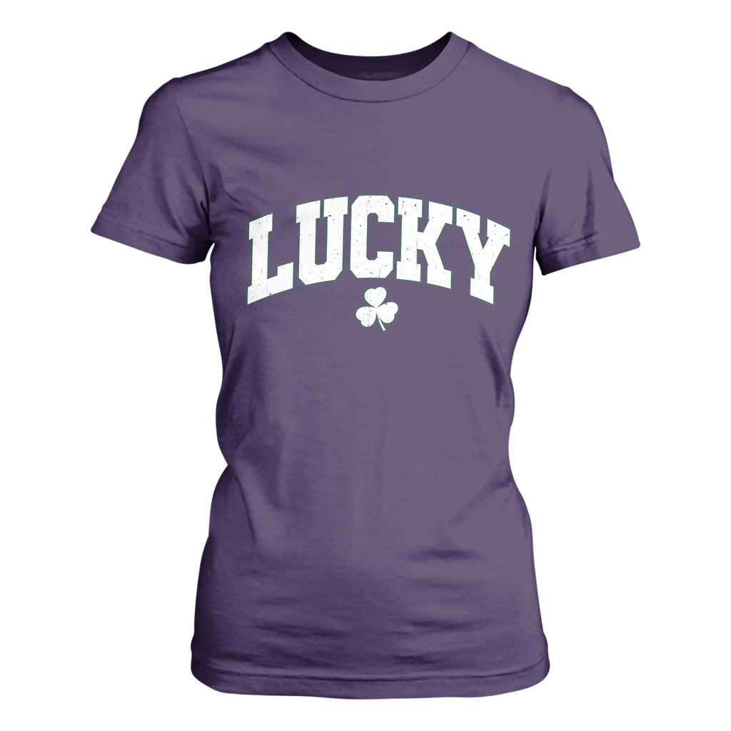 Retro Lucky T Shirt For Women St Patricks Day Irish Shamrock Varsity TS10 Purple Print Your Wear