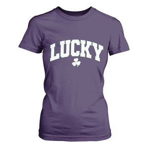 Retro Lucky T Shirt For Women St Patricks Day Irish Shamrock Varsity TS10 Purple Print Your Wear
