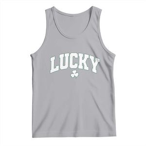 Retro Lucky Tank Top St Patricks Day Irish Shamrock Varsity TS10 Athletic Heather Print Your Wear