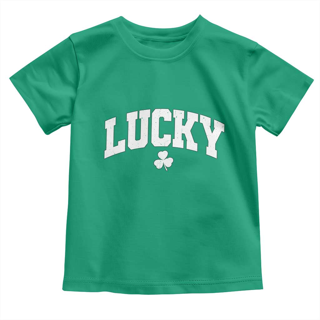 Retro Lucky Toddler T Shirt St Patricks Day Irish Shamrock Varsity TS10 Irish Green Print Your Wear