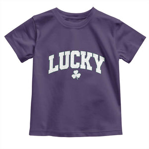 Retro Lucky Toddler T Shirt St Patricks Day Irish Shamrock Varsity TS10 Purple Print Your Wear