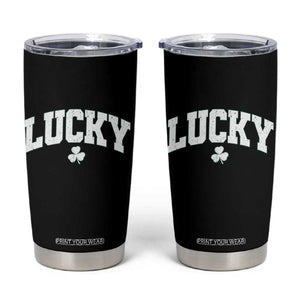 Retro Lucky Tumbler Cup St Patricks Day Irish Shamrock Varsity TS10 Black Print Your Wear