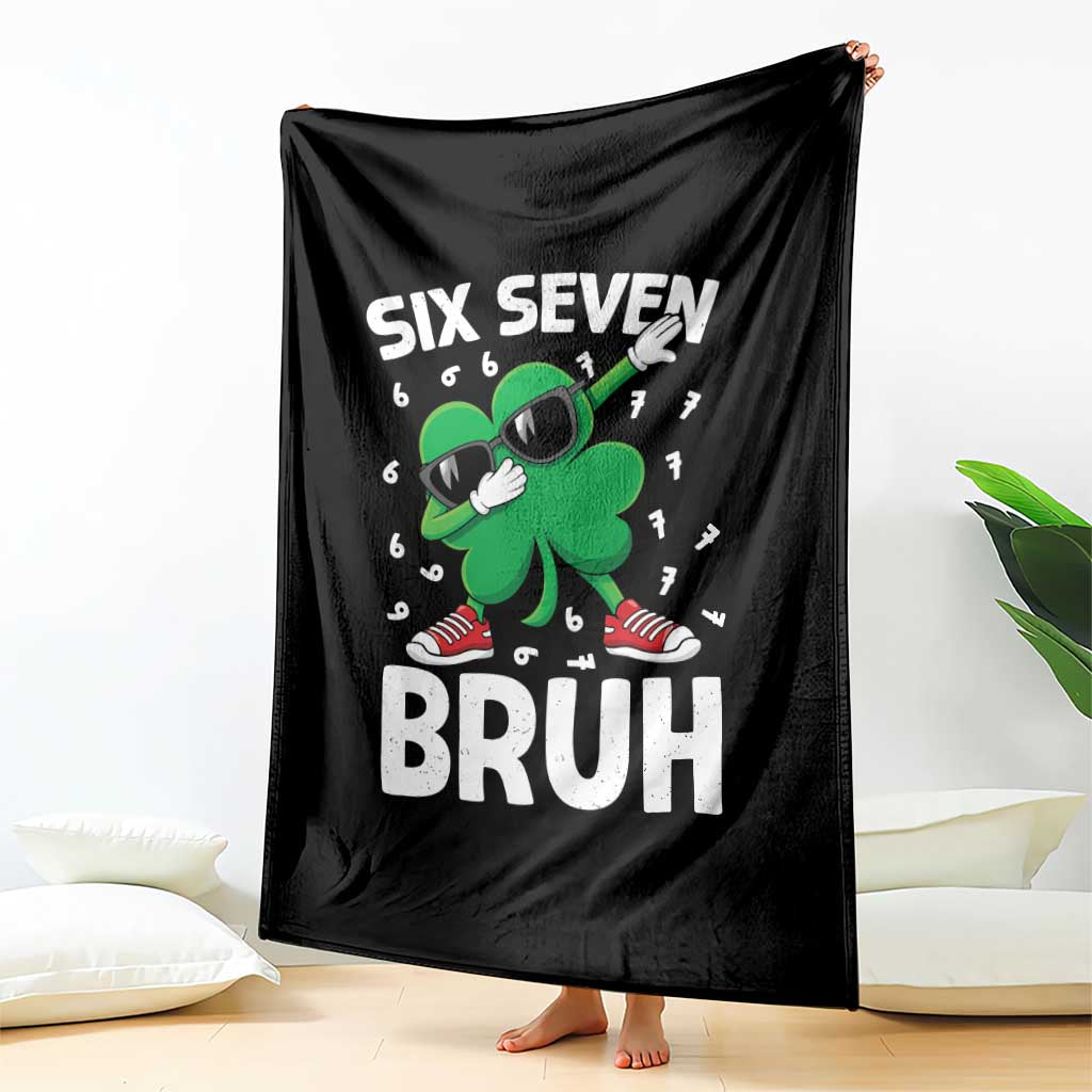 Funny Irish St Patricks Day Shamrock 67 Meme Throw Blanket Six Seven Bruh Gen Alpha Slang TS10 Print Your Wear
