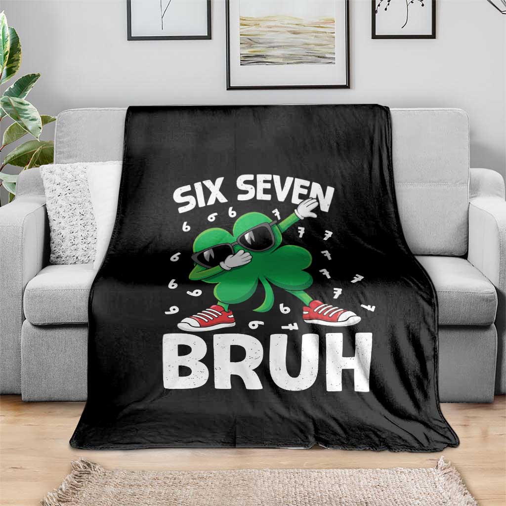 Funny Irish St Patricks Day Shamrock 67 Meme Throw Blanket Six Seven Bruh Gen Alpha Slang TS10 Print Your Wear