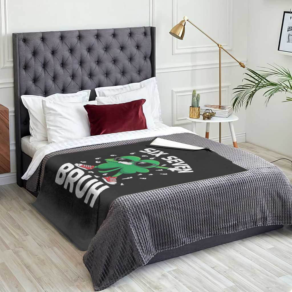 Funny Irish St Patricks Day Shamrock 67 Meme Throw Blanket Six Seven Bruh Gen Alpha Slang TS10 Print Your Wear
